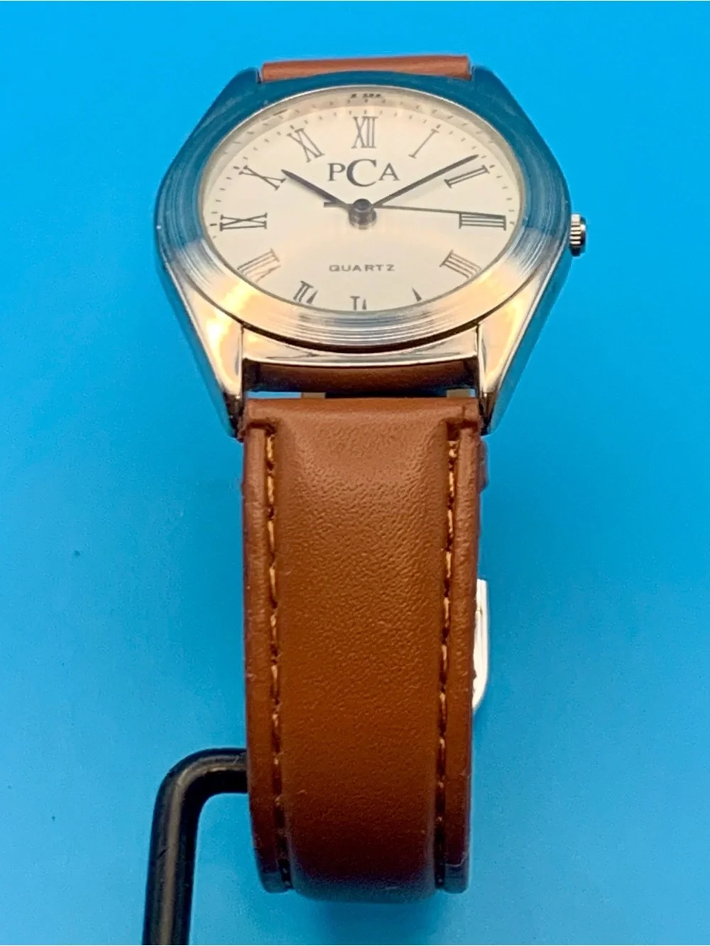 PCA Women’s Swiss Parts Quartz Wristwatch Faux Leather Strap Working New Battery